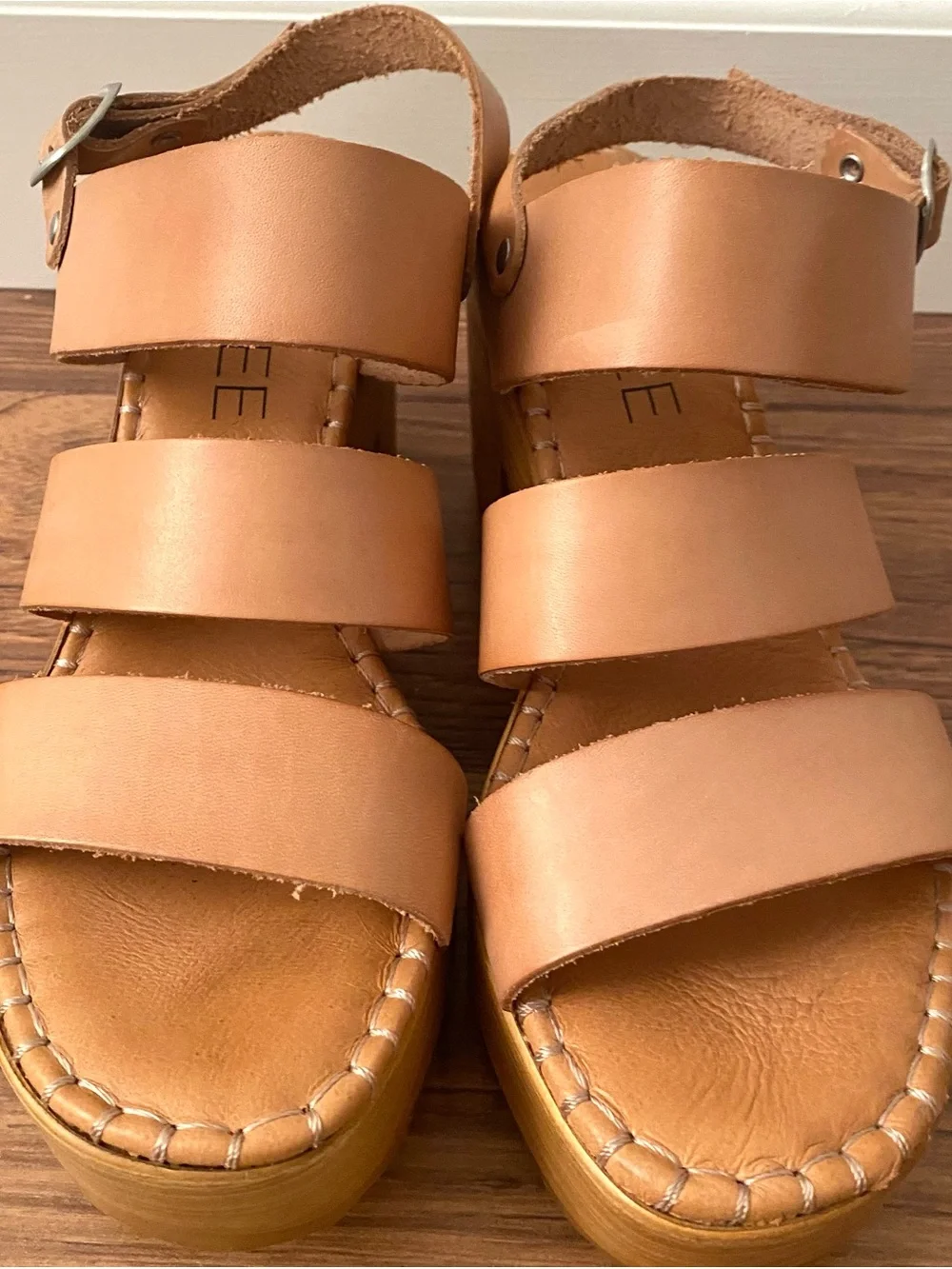 Light Tan Leather Platform Sandals - Classic Strappy Heels